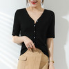【JANNAH】夏季羊毛V领开衫短袖NJR-2006 商品缩略图3