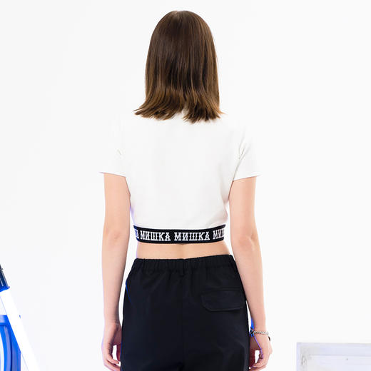 MISHKA大眼球潮牌2022春夏新品 女士短款修身休闲短袖T恤上衣M21100055W 商品图2
