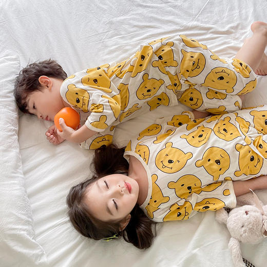 【A类品质】【买一送一】儿童夏季新氧海岛棉8色家居服套装男童女童睡衣清爽透气卡通可爱 商品图4