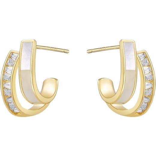 ZEGL法式高级感贝壳耳钉女小众设计感耳环复古925银针C型通勤耳饰 商品图2