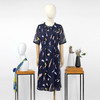 FOCALS福柯斯夏季圆领短袖雪纺抽象印花中长款连衣裙F2YBX257BV 商品缩略图4