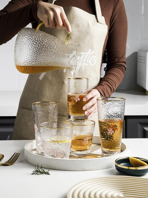 绿典FHN005-W白花描金描金低杯小号-锤目纹白花水杯 商品图3