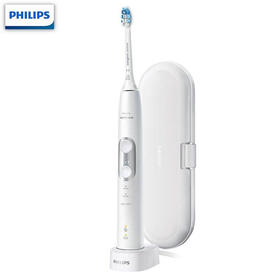【6F】飞利浦（Philips）电动牙刷 充电式 声波震动牙刷 智能计时 净透焕白型牙刷 HX6877