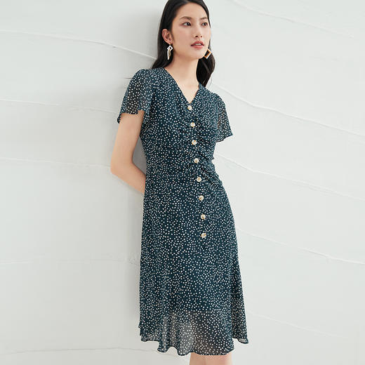 EITIE爱特爱夏季新款透视时尚波点轻薄连衣裙中长款6607324 商品图4