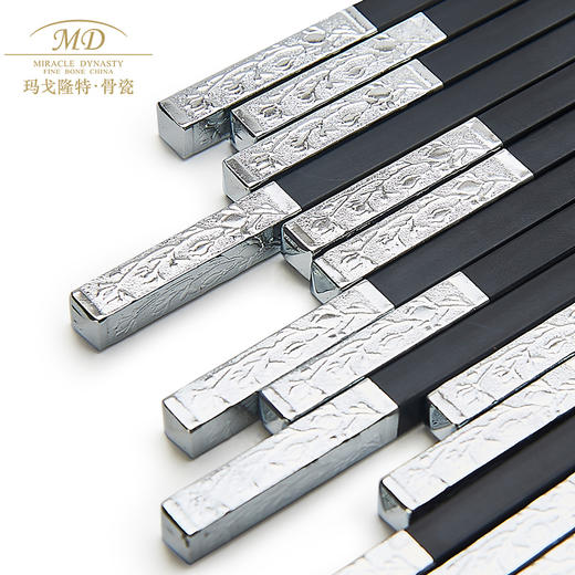 【6F】玛戈隆特 合金筷子套装家用筷 家用防滑耐摔耐高温易清洗 礼盒礼品包装 白玉兰10双 商品图1