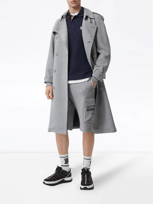 Burberry 博柏利 男士海军蓝（藏青色）标志性条纹门襟棉质珠地布Polo衫T恤 8017007 商品图4