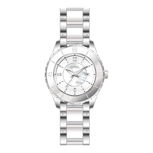 SAGA世家手表 精钢间陶瓷手表带女表 商品图1