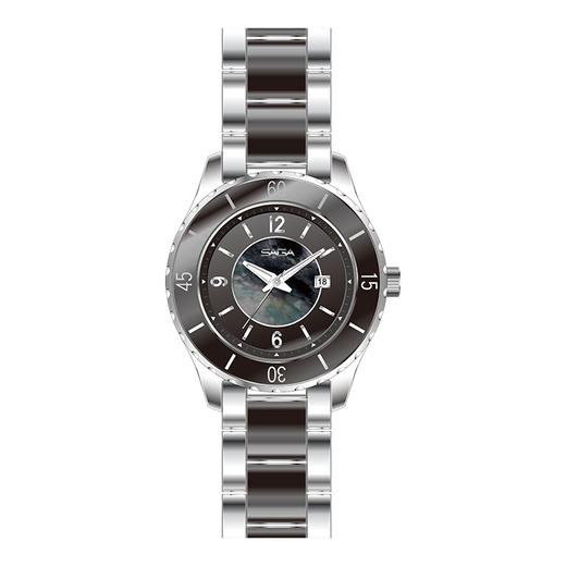 SAGA世家手表 精钢间陶瓷手表带女表 商品图0