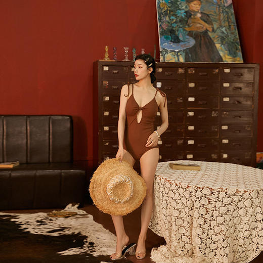 黛唯梵新款欧美ins简约复古沙滩泳装显瘦遮肚温泉度假连体泳衣女 商品图1