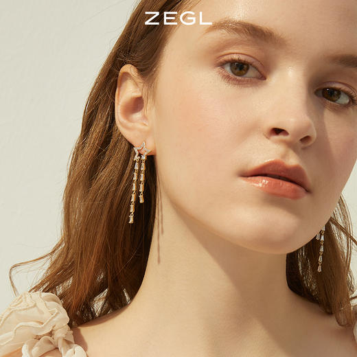 ZEGL星星流苏耳环女2022年新款潮气质耳钉高级感925银针复古耳饰 商品图2