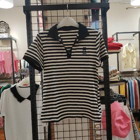 女条纹反领T2216