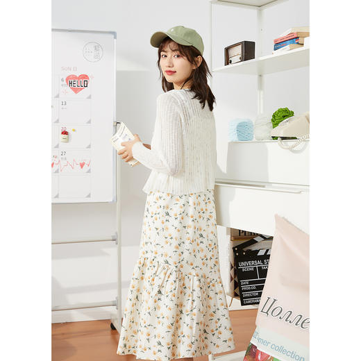 紫涵雪纺碎花吊带裙套装2022夏新款连衣裙两件套04AS704 商品图3