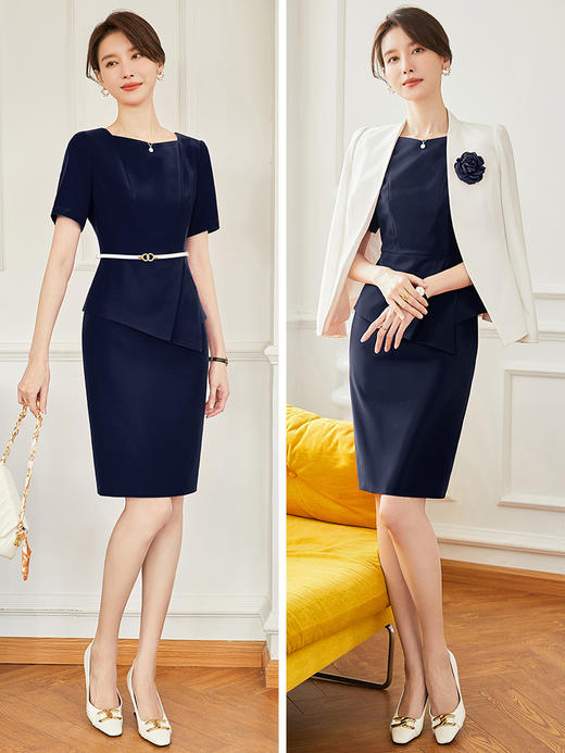 IWY/气质职业套装女士夏季时尚连衣裙西装裙小香风套裙案场两件套礼仪22C12+22Q11 商品图2