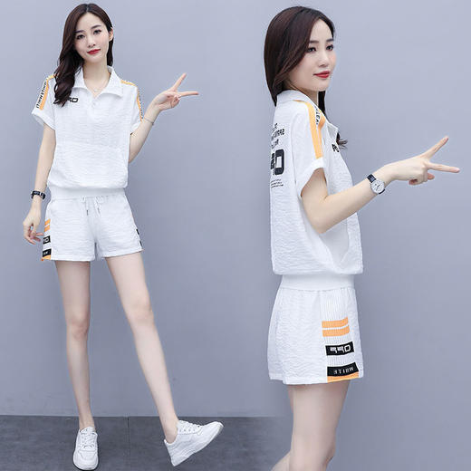 休闲套装女装2022新款韩版宽松大码时尚夏季短袖短裤运动两件套女 商品图3