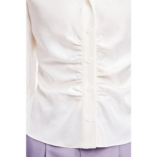 LILY2022夏新款女装小众设计感褶皱光泽气质长袖衬衫122220C4132 商品图3