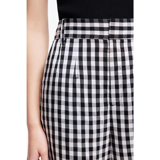 LILY2022夏新款女装时尚气质格子显瘦高腰直筒休闲裤122240C5140 商品图2