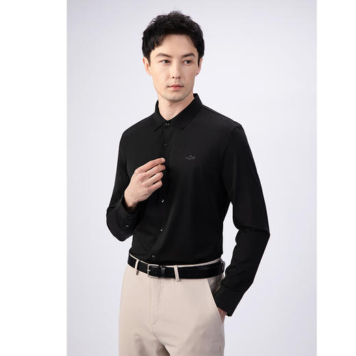 GOOD LUCK/德鲨超弹凉感丝滑舒适质感长袖针织衬衫BY22106 商品图4