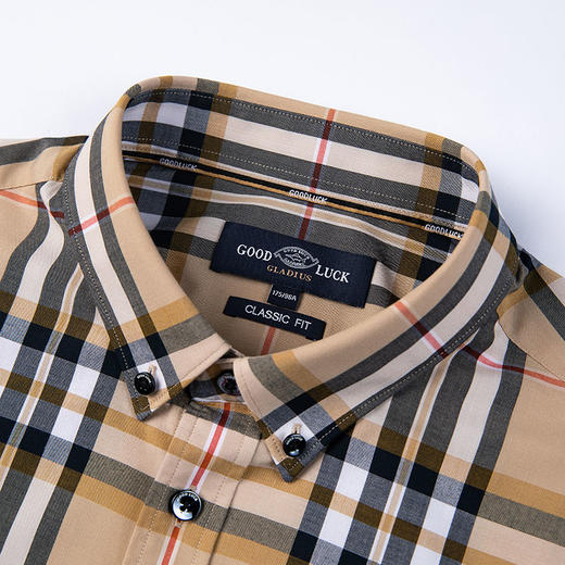 GOOD LUCK/德鲨经典流行色格纹精致舒适长袖衬衫BY21306-825 商品图6