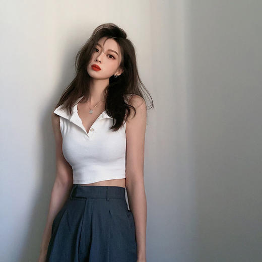 黛唯梵短款修身挂脖小吊带背心女夏季新款外穿辣妹潮ins网红打底衫上衣 商品图2