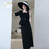 AD赫本风职业套装裙收腰夏新款职业装黑色法式连衣裙两件套 商品缩略图3