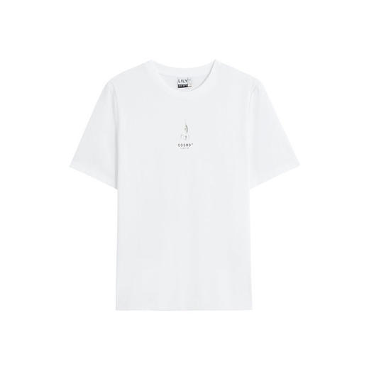 LILY2022夏新款女装时尚休闲印花柔软圆领短袖T恤衫122230VT342 商品图4