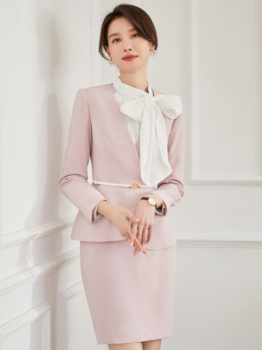 IWY/粉色西装套装女秋冬ol职业套装女时尚气质女神范美容院工作服套裙22CS21 商品图0
