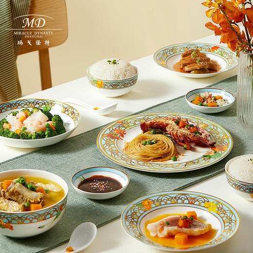 【6F】玛戈隆特 6人骨瓷餐具套装碗碟套装 轻奢欧式家用碗盘碟 礼盒礼品包装 28头温莎花园 商品图7