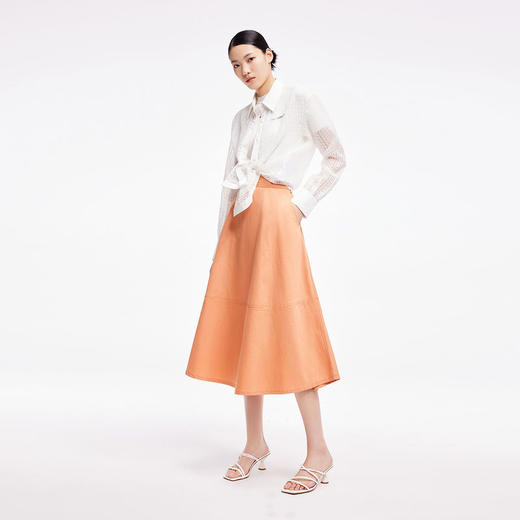 LILY2022夏新款女装小众时尚镂空宽松长袖白衬衫122230C4114 商品图2