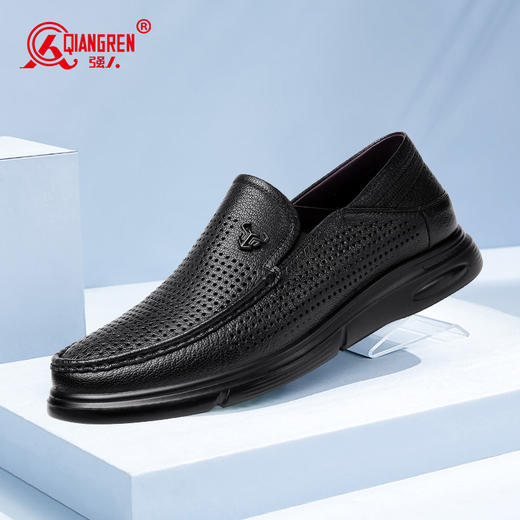 强人3515男士皮鞋夏季透气凉皮鞋镂空洞洞鞋休闲驾车鞋 商品图3