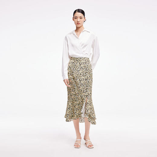 LILY2022夏新款女装气质款温柔复古高腰鱼尾裙半身裙122240C6131 商品图3