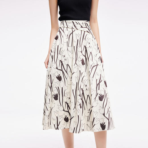 LILY2022夏新款女装优雅气质温柔显瘦A字高腰半身裙122220C6148 商品图1