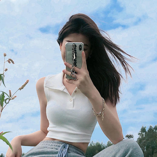 黛唯梵短款修身挂脖小吊带背心女夏季新款外穿辣妹潮ins网红打底衫上衣 商品图5