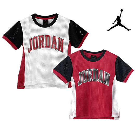 乔丹童衣夏男女童装网眼速干运动短袖T恤篮球服JD2222029 商品图0