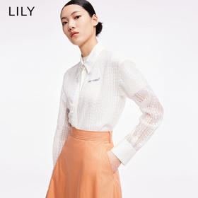 LILY2022夏新款女装小众时尚镂空宽松长袖白衬衫122230C4114