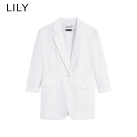 LILY2022夏新女装白色七分袖薄款西装122240C2103