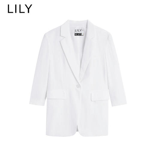 LILY2022夏新女装白色七分袖薄款西装122240C2103 商品图0