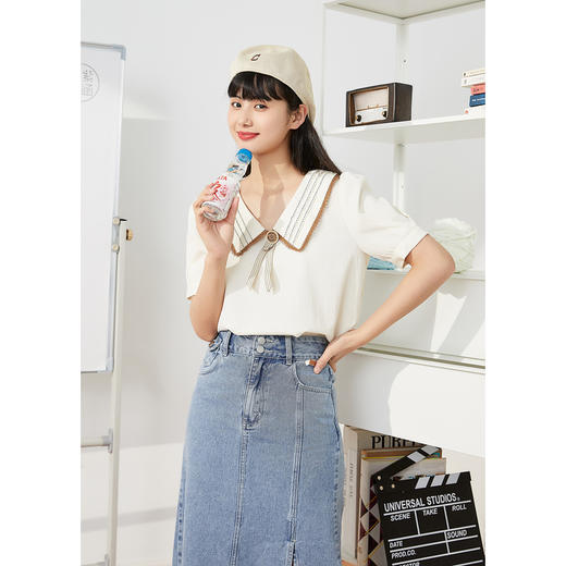 紫涵高腰牛仔一步裙女金属扣开叉半身裙2022夏新款04AS286 商品图2