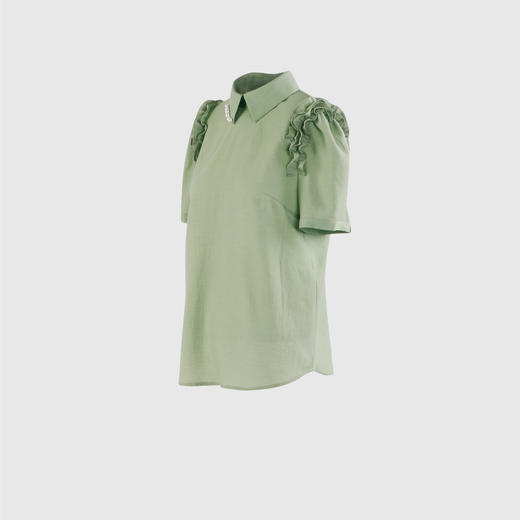 领订珠肩荷叶边衬衣 商品图1