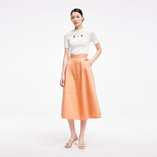 LILY2022夏新款女装气质纯色优雅显瘦高腰半身裙伞裙122230C6502 商品图1