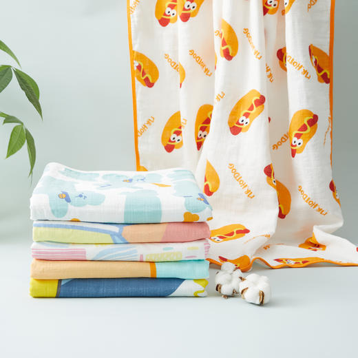 怡比纱布多功能毯（微笑彩虹/香喷喷的肉骨头/小小飞行员/小小宇航员）120*120cm（多款可选） 商品图0