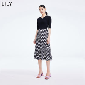 LILY2022夏女装奥特莱斯店修身显瘦高腰针织连衣裙122200T7318