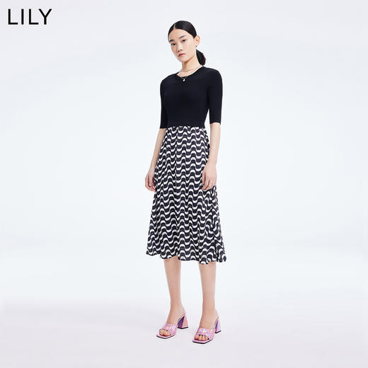 LILY2022夏女装奥特莱斯店修身显瘦高腰针织连衣裙122200T7318 商品图0