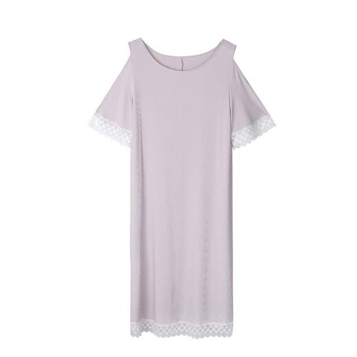 安莉芳E-BRA莫代尔圆领蕾丝边睡裙女士长款露肩家居裙KL00102 商品图5