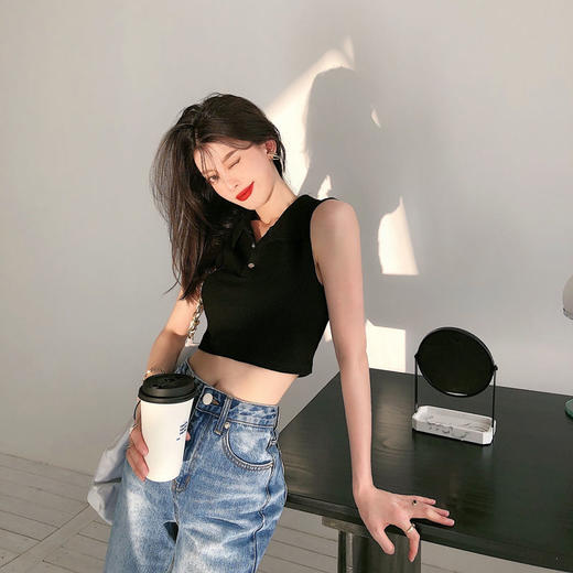 黛唯梵短款修身挂脖小吊带背心女夏季新款外穿辣妹潮ins网红打底衫上衣 商品图8