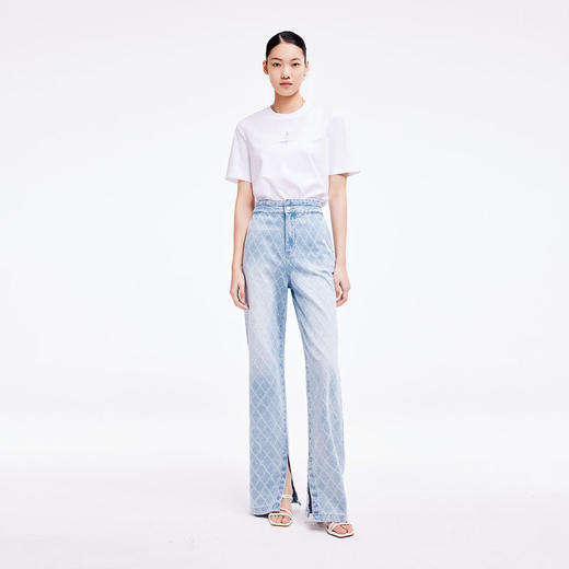 LILY2022夏新款女装时尚休闲印花柔软圆领短袖T恤衫122230VT342 商品图2