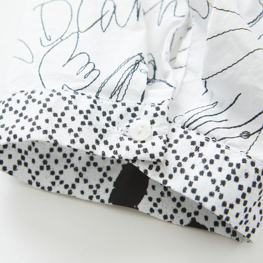 谜底2022夏季新款复古文艺矿石印花纯棉收腰短袖连衣裙222ML0676 商品图3