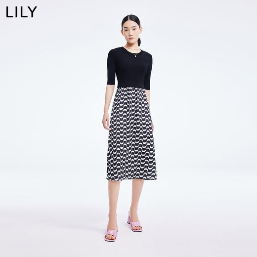 LILY2022夏女装奥特莱斯店修身显瘦高腰针织连衣裙122200T7318 商品图1