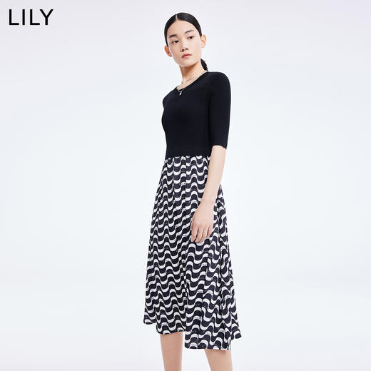 LILY2022夏女装奥特莱斯店修身显瘦高腰针织连衣裙122200T7318 商品图2