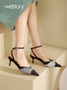 westory2022年夏尖头细高跟后空包头新款单鞋女法式凉鞋W22AH54751 商品缩略图2