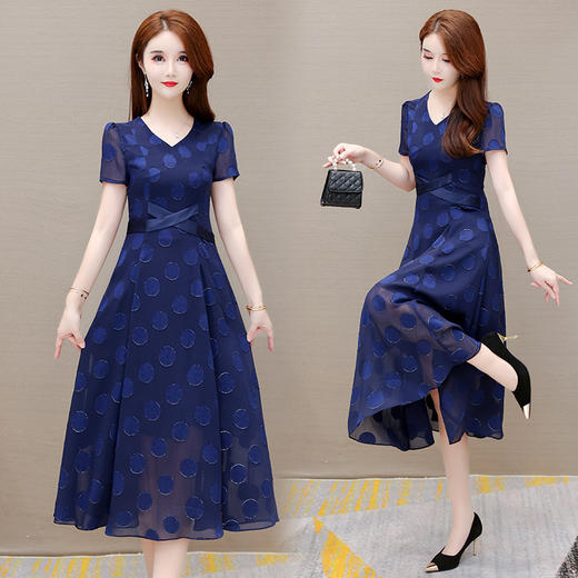 YWE LYA222时尚贵夫人碎花连衣裙气质优雅大码 商品图2